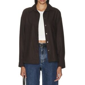 Enza Costa Oversized Shirt Button Front Dark Brown Classic Relaxed Size 1 Small